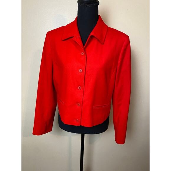 vintage pendleton blazer red size medium small womens retro virgin wool coat - Picture 1 of 4